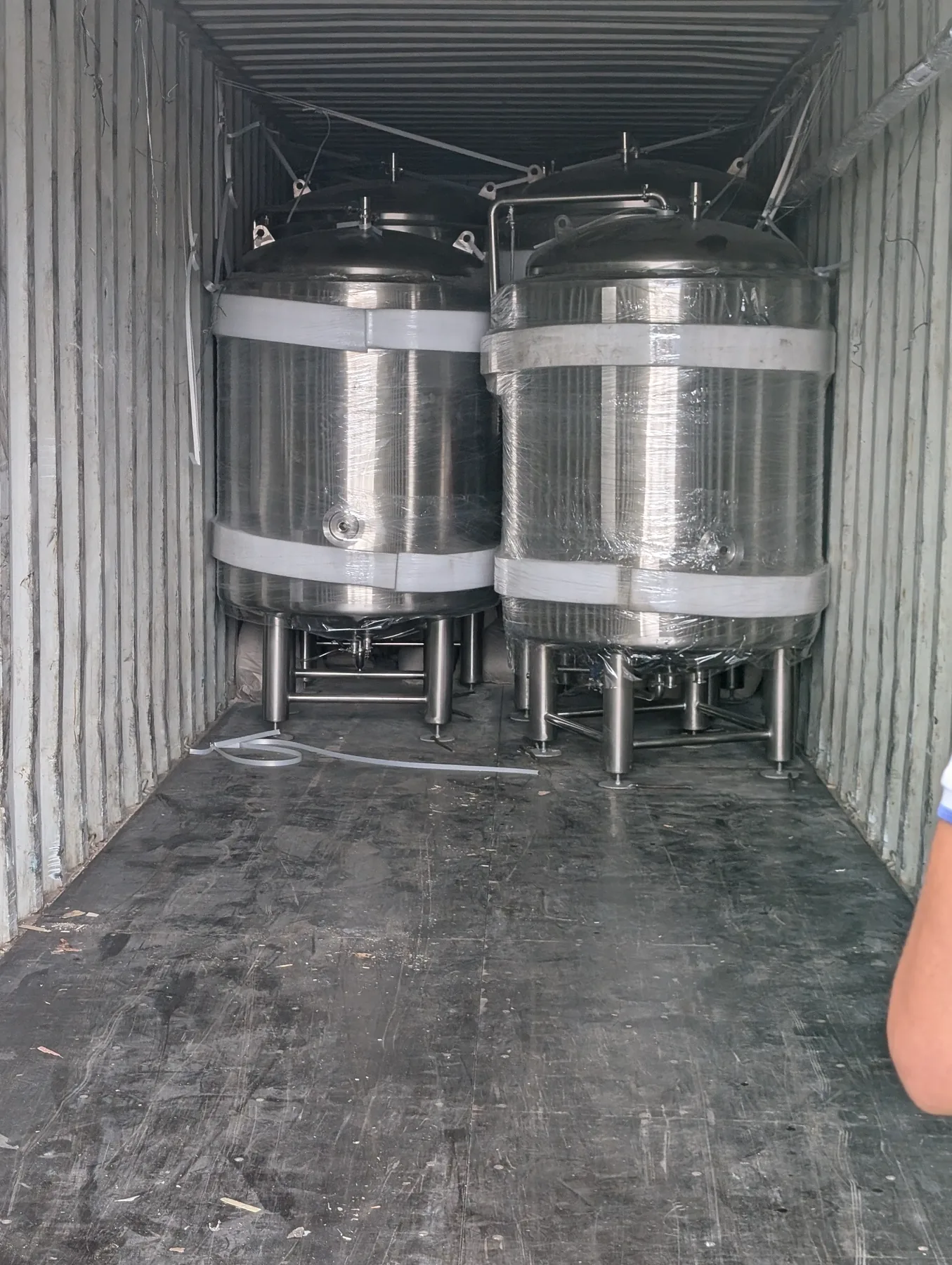 Containers with brewery equipment arrive
