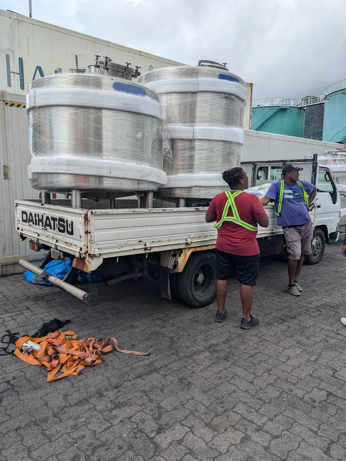 Brewery equipment delivered to the site
