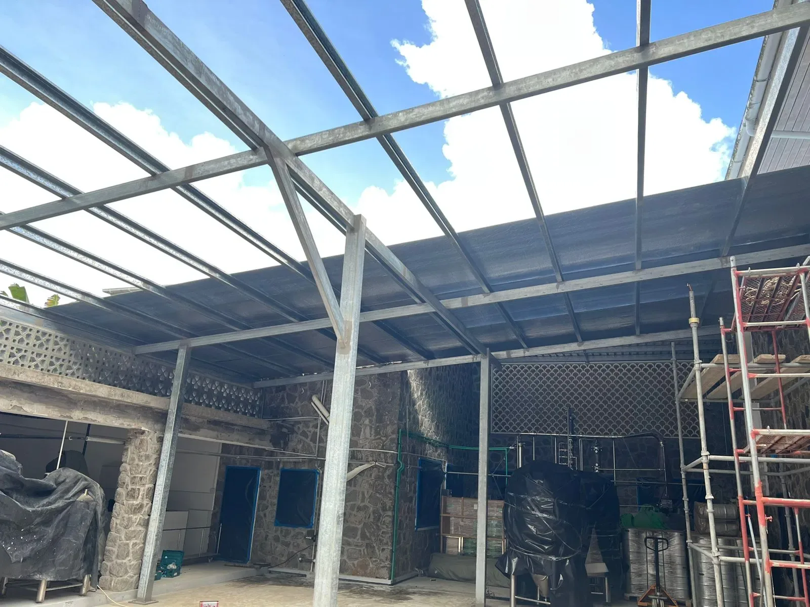 Progress view across the courtyard